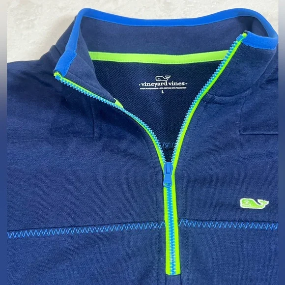 NWT Men’s Large Vineyard Vines Navy Blue Quarter-Zip Sweater - Picture 2 of 9